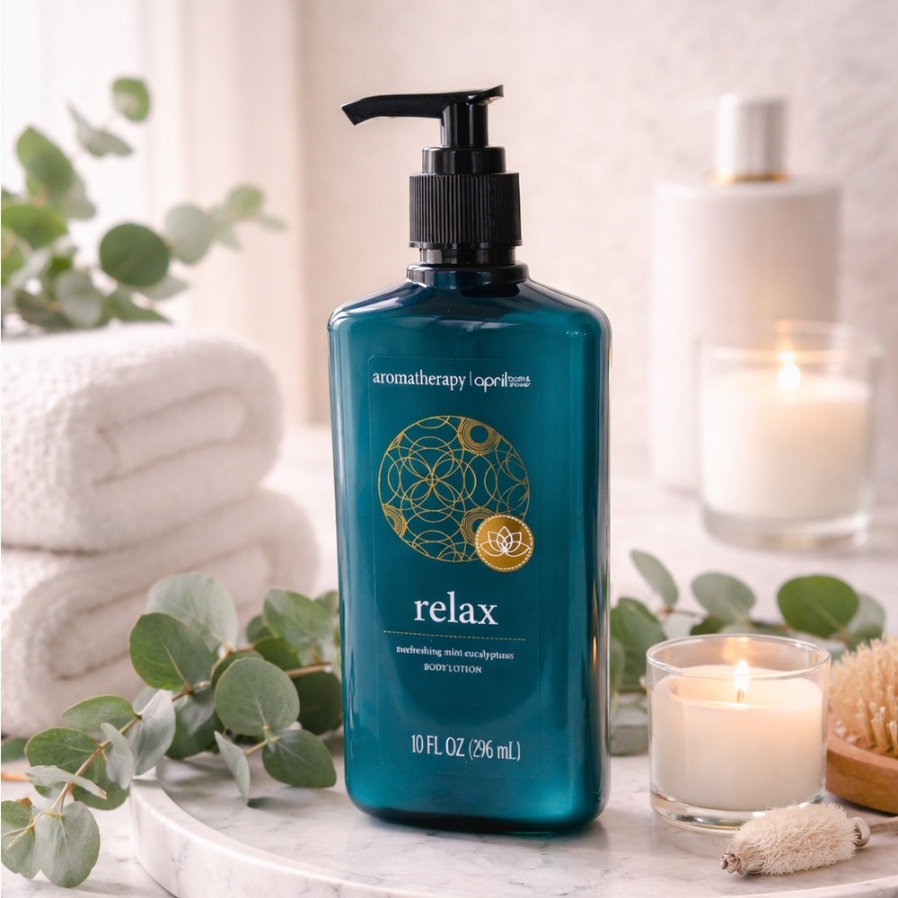 Aromatherapy April Relax Mint Eucalyptus Body Lotion | Essential Oil Spa Lotion